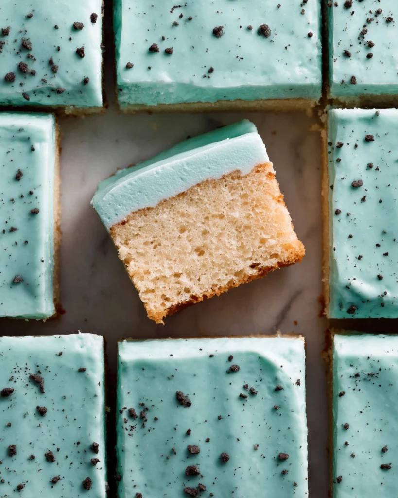 Robin Egg Snack Cake with Speckled Frosting