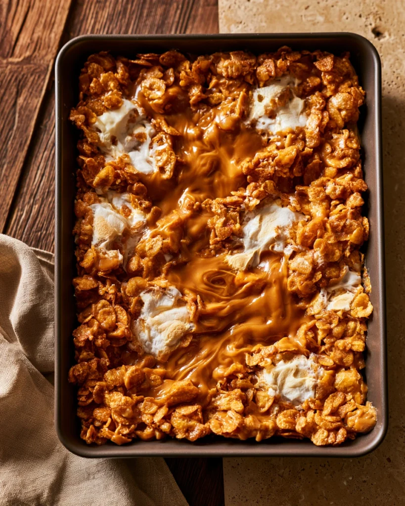 Peanut Butter Cornflake Marshmallow Bars